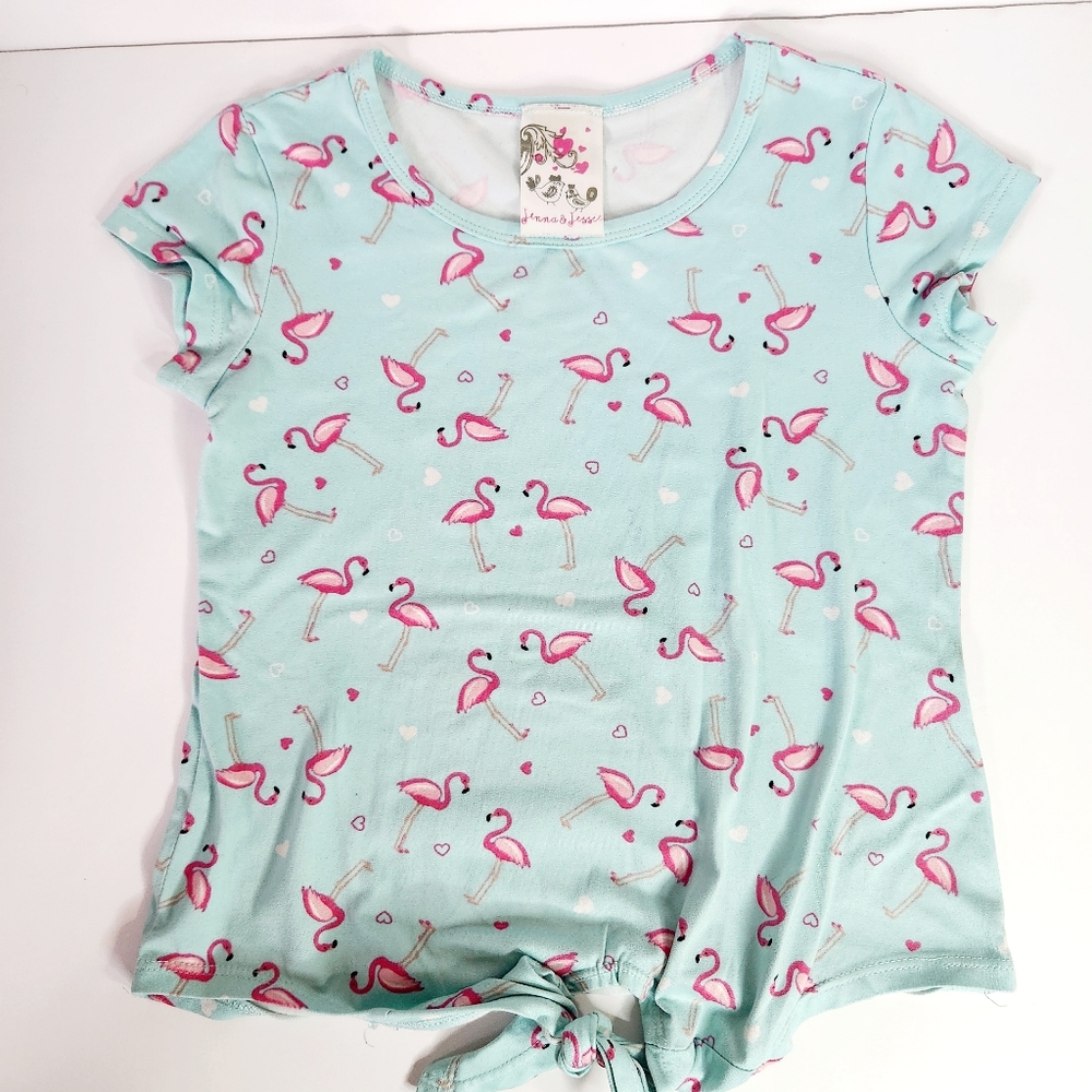 Jenna and Jessie girl's flamingo t-shirt size: 7
